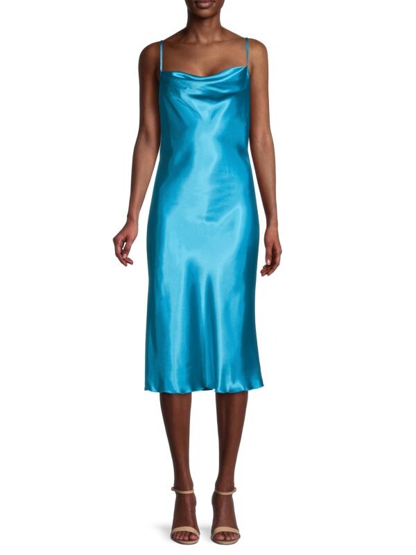 

Однотонное атласное платье-комбинация по косой Bebe Turquoise