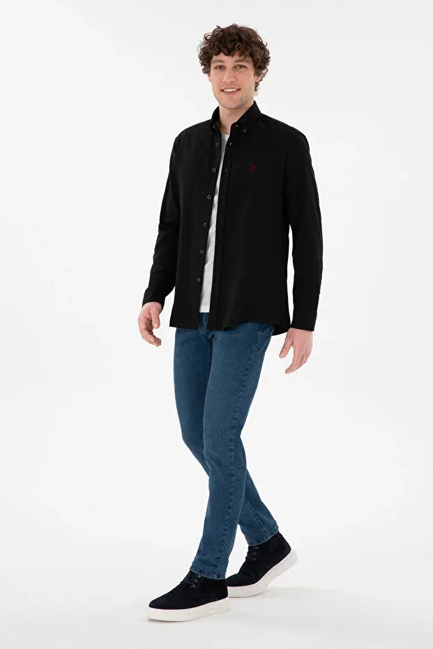 Мужская рубашка с длинным рукавом Basics U.S. Polo Assn., Black — фото 4