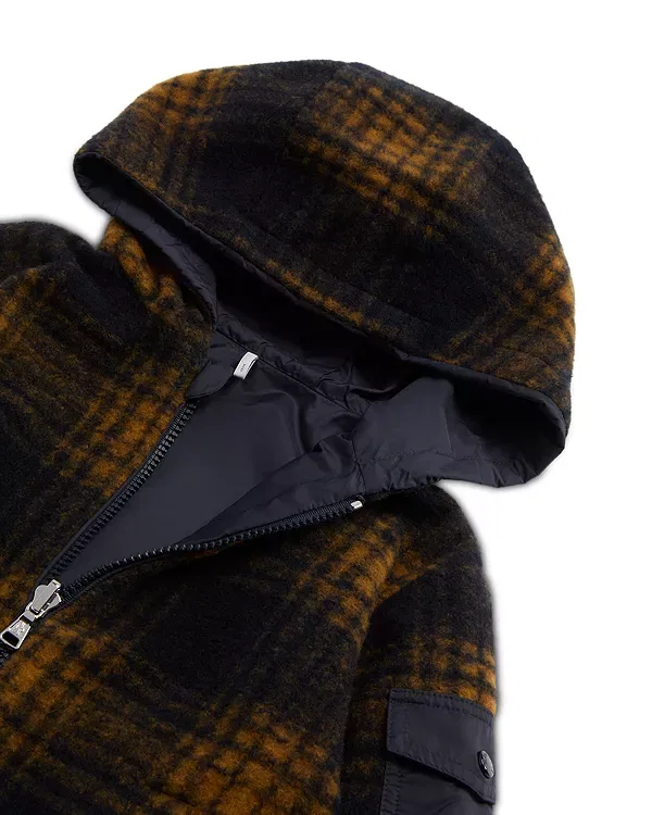 Детская куртка для мальчиков с капюшоном Aubrac Plaid Moncler, темно-синий — фото 3