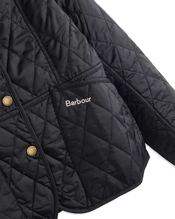 Детское пальто для девочек стеганое Liddesdale Quilted Jacket Barbour, Black/Gardenia — фото 3
