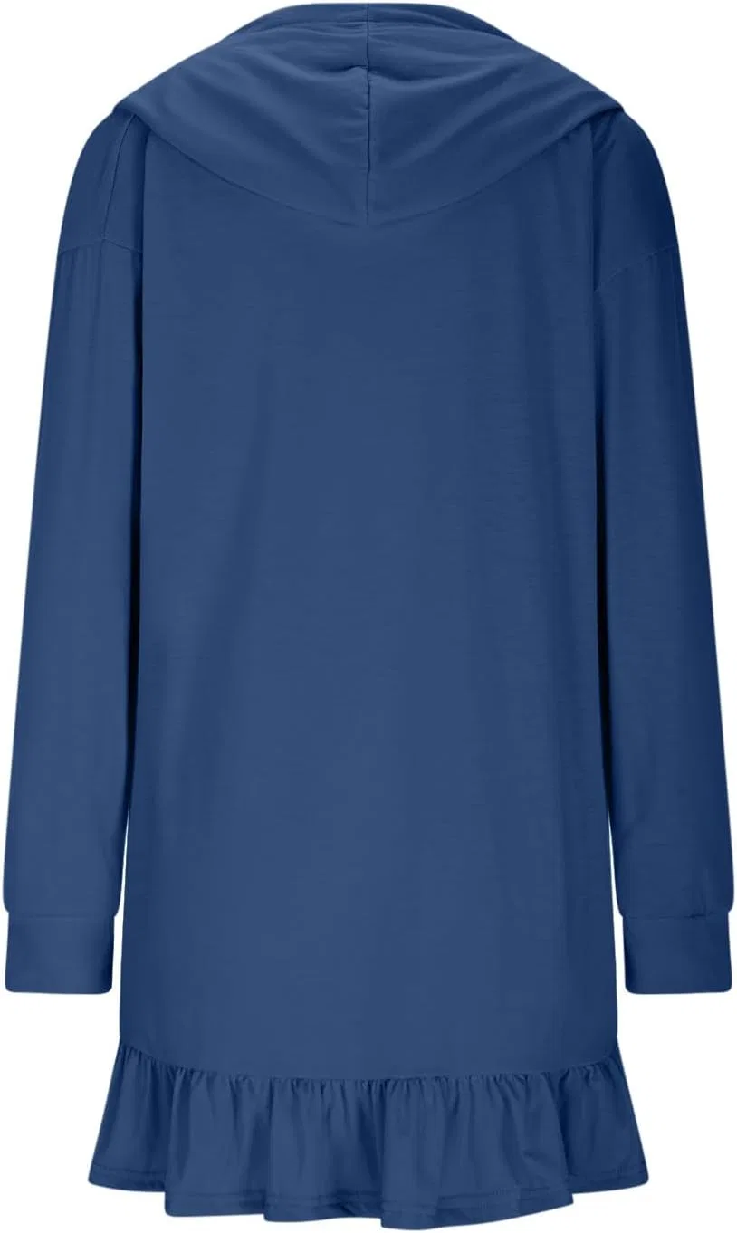 Женское худи-платье с V-образным вырезом Oversized, Blue — фото 4
