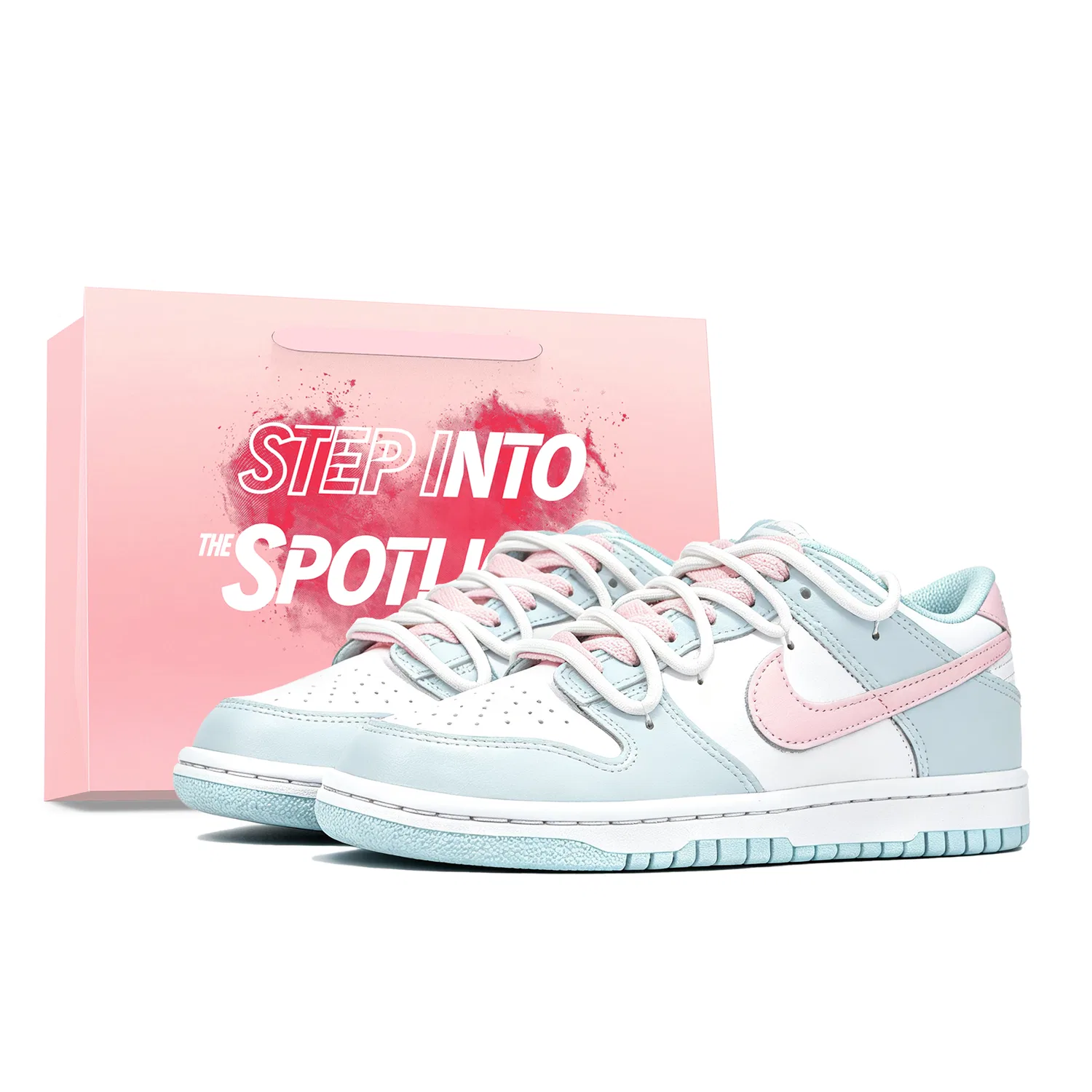 Детские кроссовки для скейтбординга Nike Dunk Leather, Peach Soda-Pink Shopping Bag