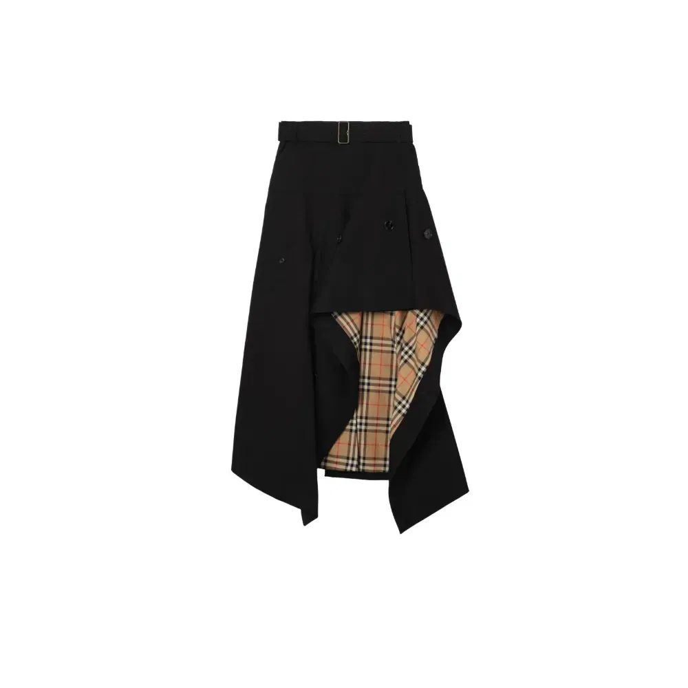 Асимметричная юбка миди с поясом Burberry, черный