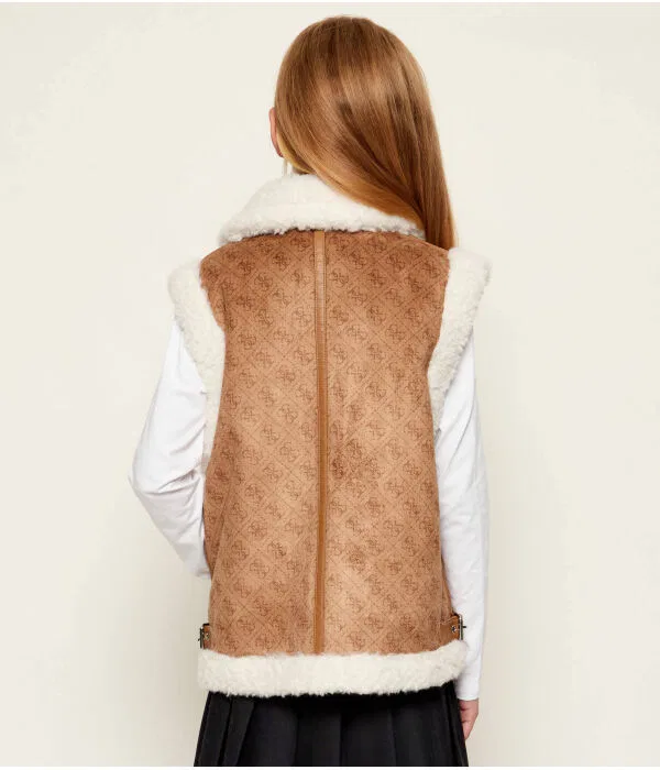 Детское пальто без рукавов Regular Fit Shearling Guess, коричневый — фото 3