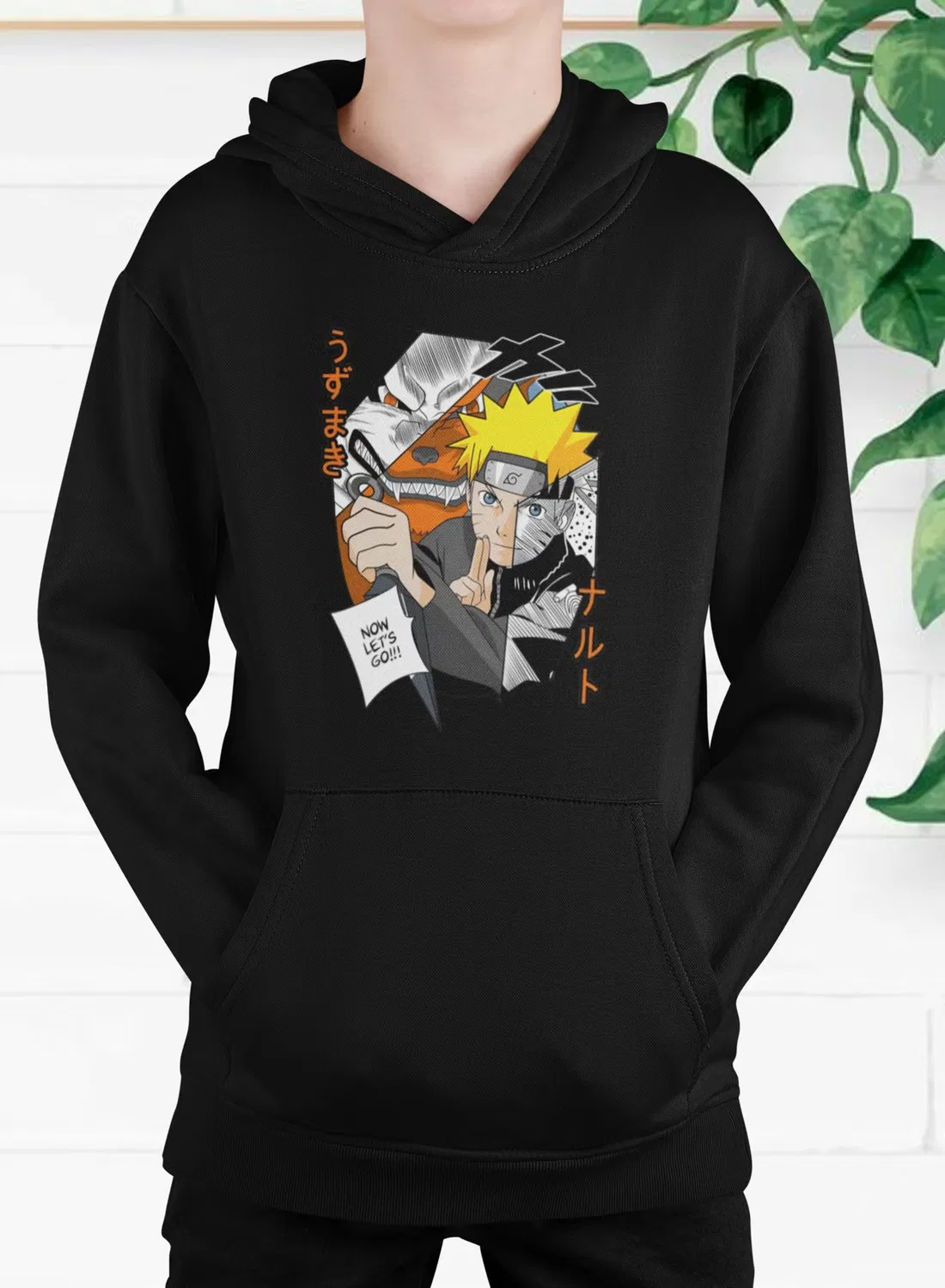 Zoom Худи с капюшоном и принтом Naruto, черный