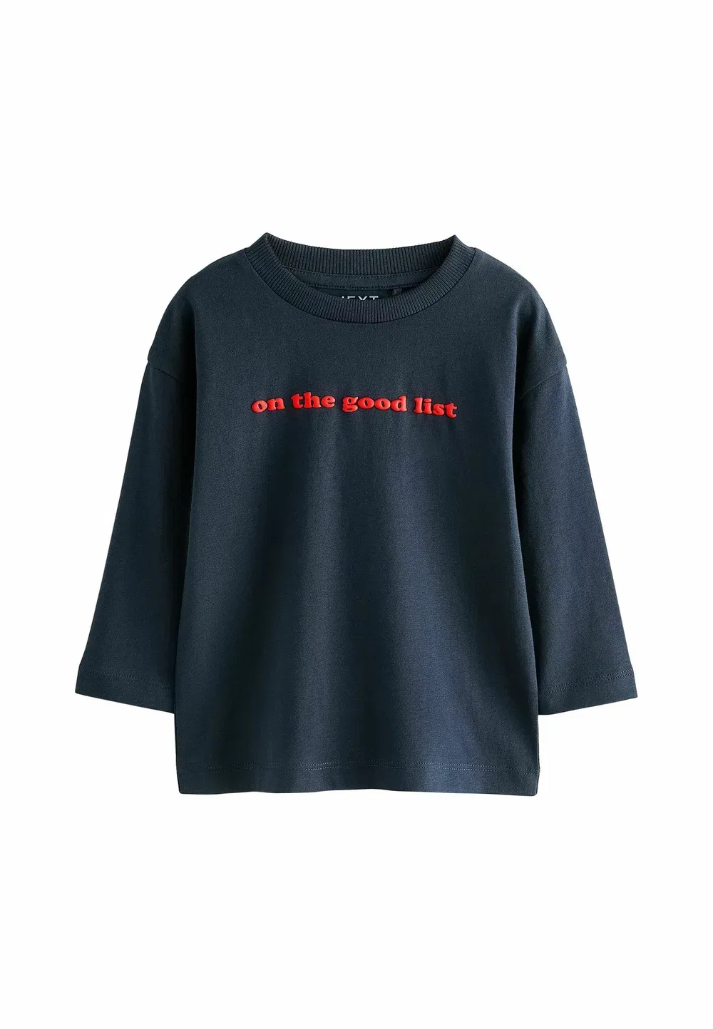 Футболка с длинным рукавом, стандартного кроя Next, Navy On The Good List Slogan
