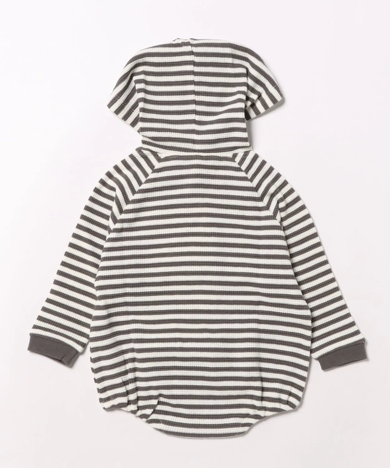 Детский комбинезон-боди с капюшоном, длинным рукавом, хлопковый, WAFFLE HOODED BUBBLE ROMPER Quincy Mae, Charcoal Stripe — фото 2