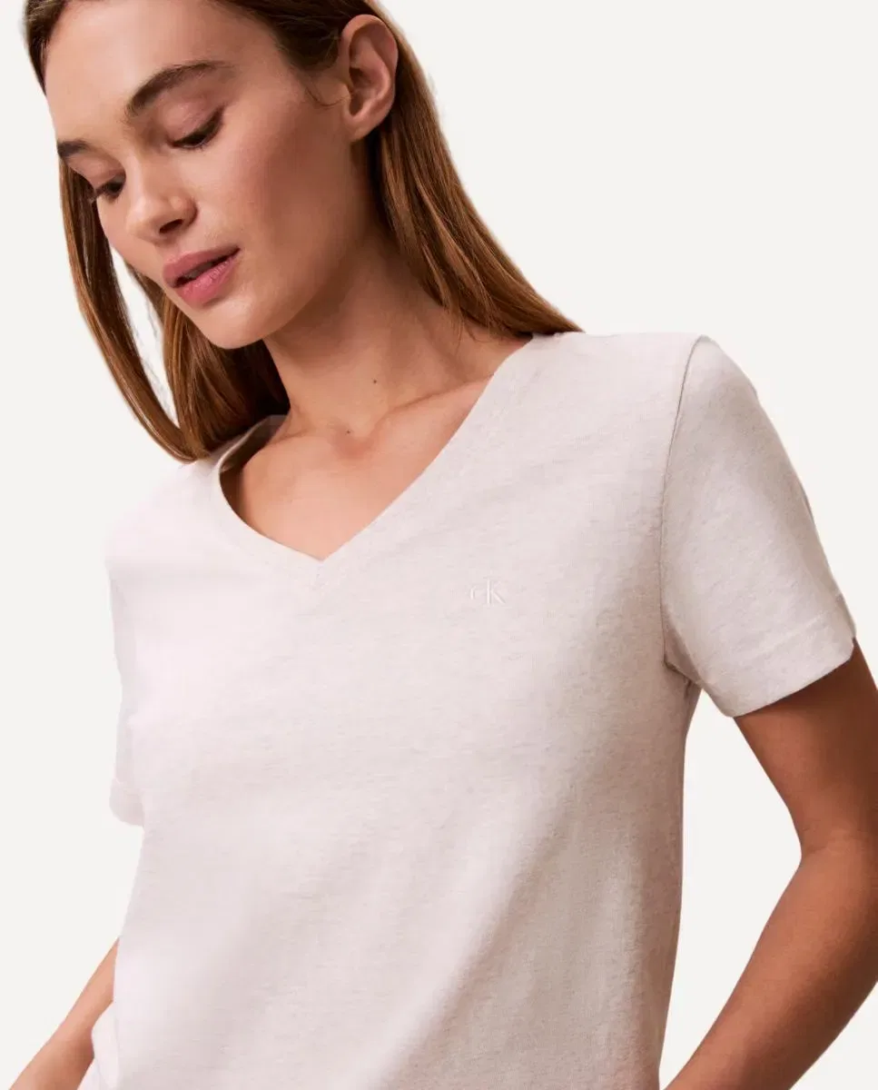 Женская футболка с v-образным вырезом Calvin Klein, Gris Claro — фото 4
