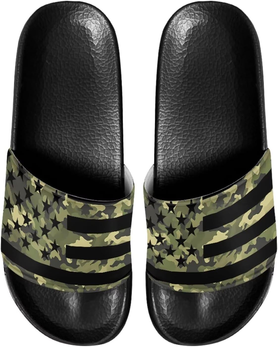 

Мужские шлепанцы на слайде к 4 июля, домашние шлепанцы, противоскользящие, с толстой подошвой, удобные, быстросохнущие для душа, пляжа и спортзала Ocwfudsx, Camouflage Flag