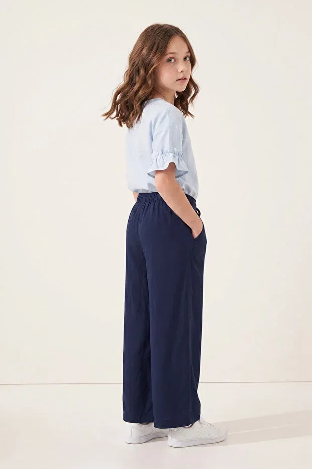 Детские брюки для девочек с эластичным поясом Fulla Moda, Navy Blue — фото 2