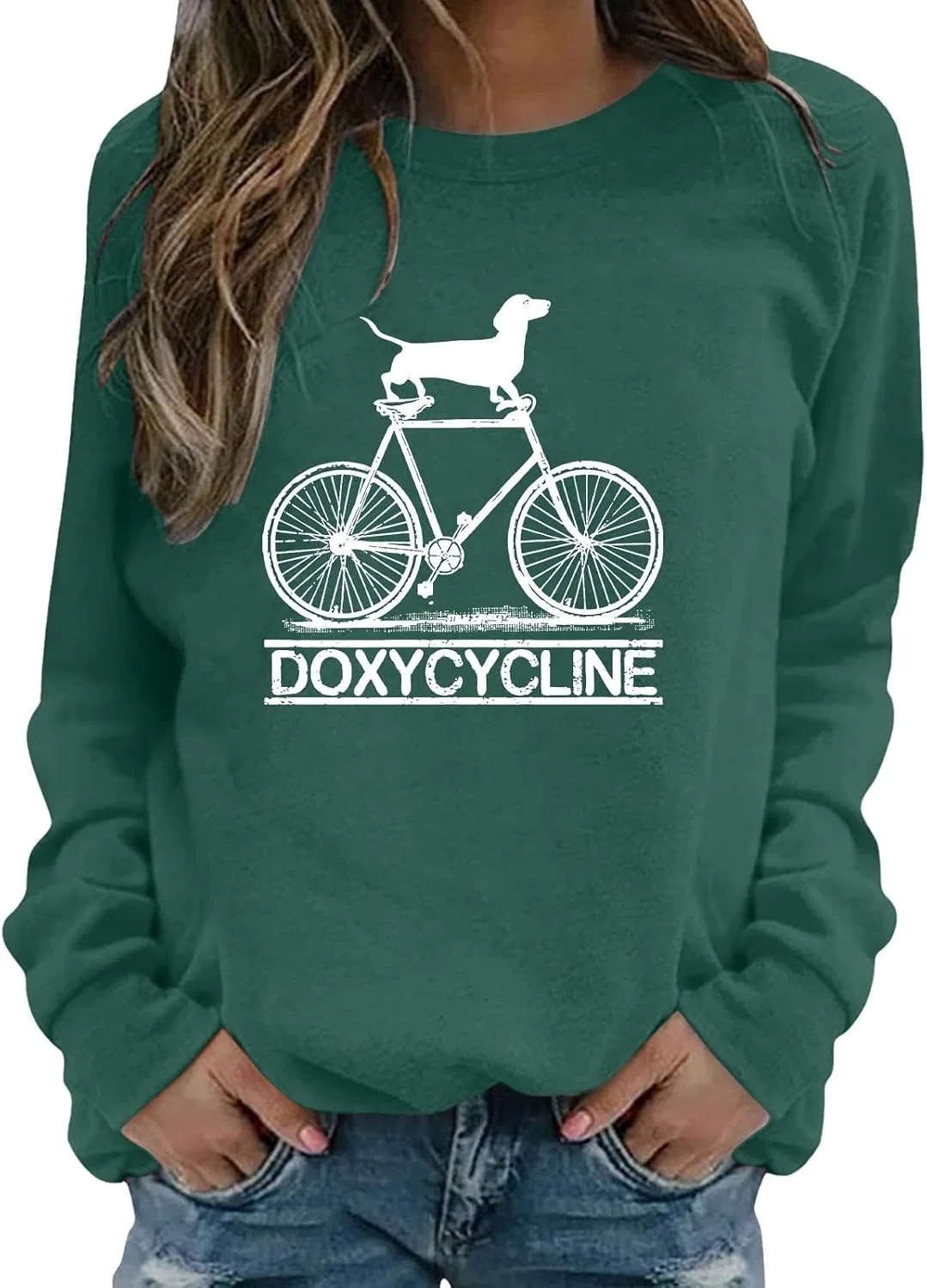 Женский свитшот Doxycycline Dachshund, зелёный