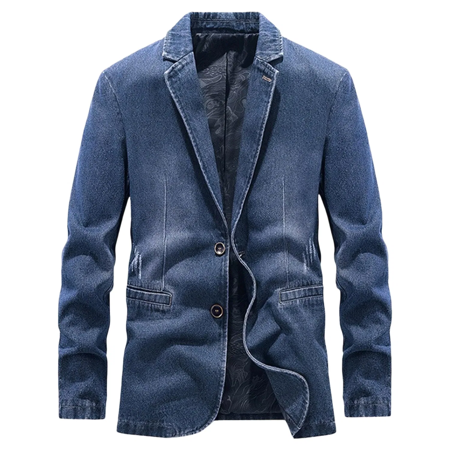 Женский джинсовый пиджак slim fit с двумя пуговицами, Blu