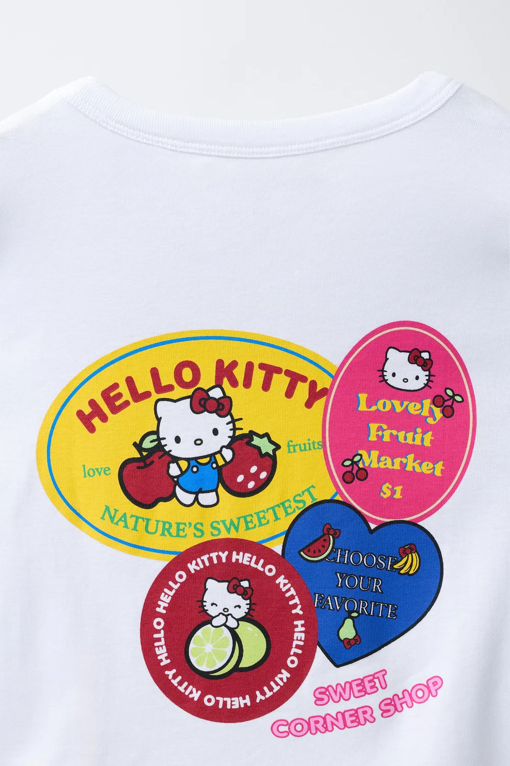 Футболка с наклейками Hello Kitty Sanrio ZARA, White — фото 4