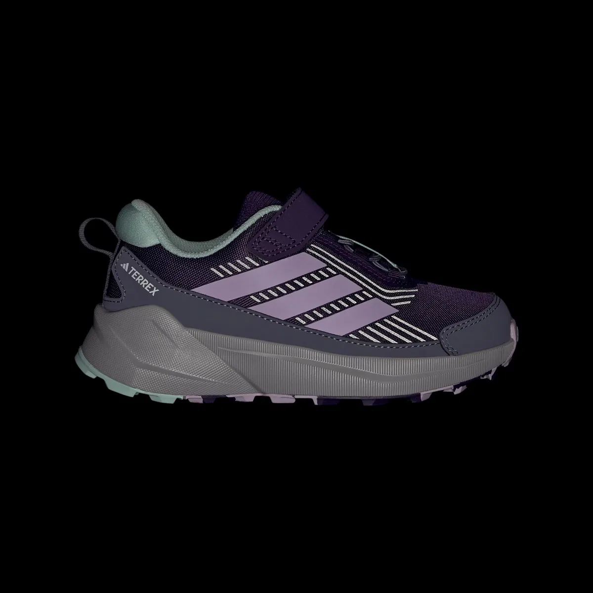 Детские ботинки для походов с липучкой Terrex Trailmaker 2 CF Hiking Shoe Adidas Terrex, Aurora Plum Powder Plum Semi Flash Aqua — фото 4