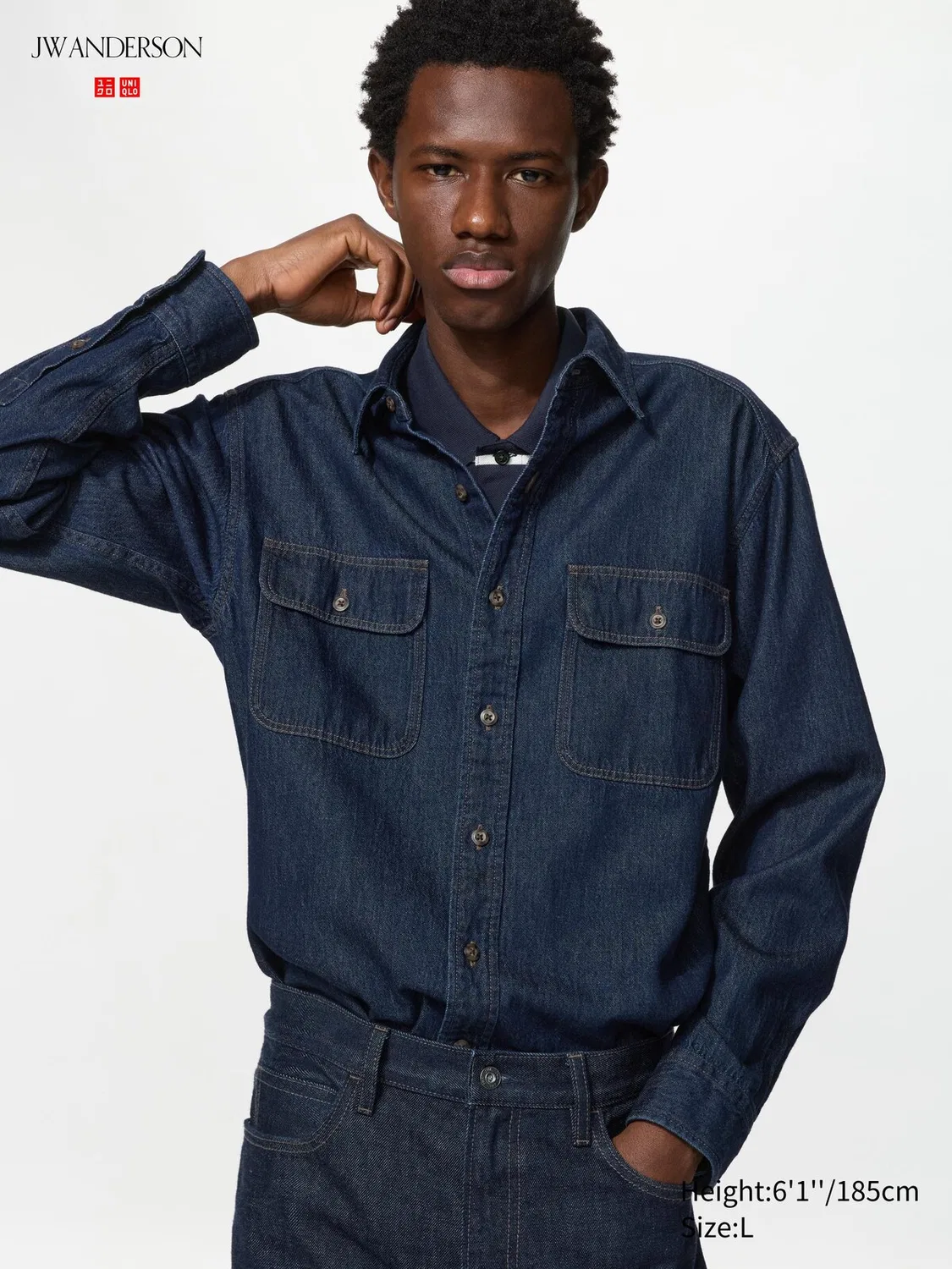 Рубашка Uniqlo, джинсовая, синяя