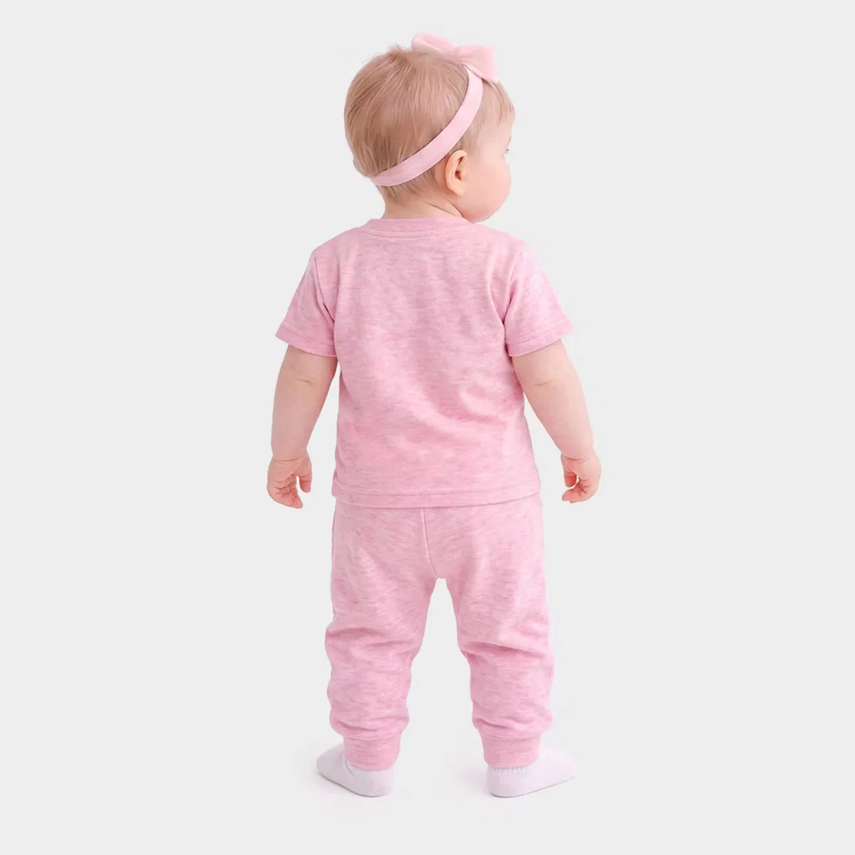 Комплект для младенцев с принтом летучих мышей и полосками Infant Jogger Pant Crew The Juniper Shop, cotton candy — фото 3