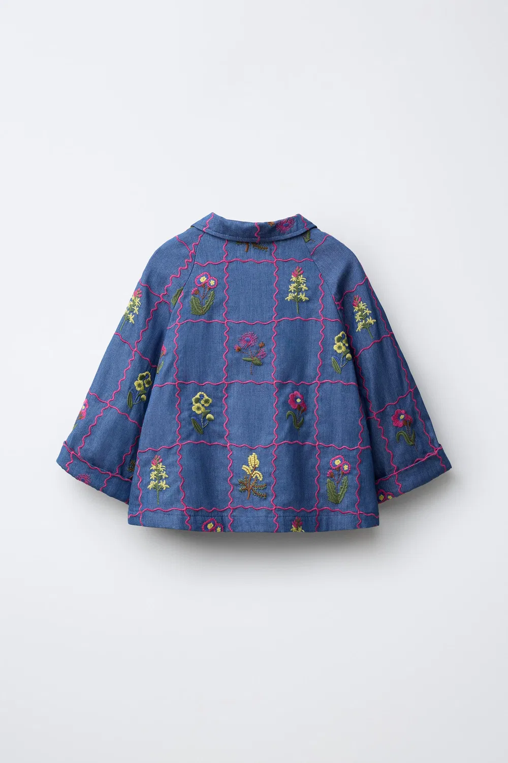 Рубашка с вышивкой ZARA, Indigo — фото 2