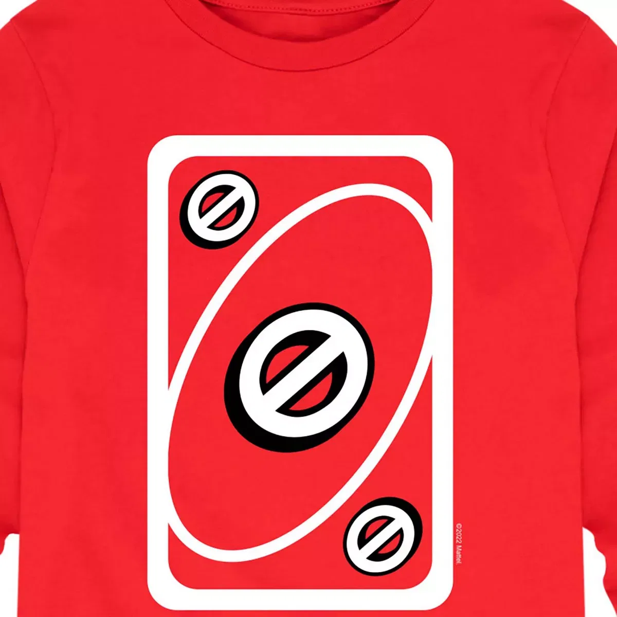 Детская футболка с длинным рукавом с принтом UNO Red Skip Card, UNO, Red — фото 2