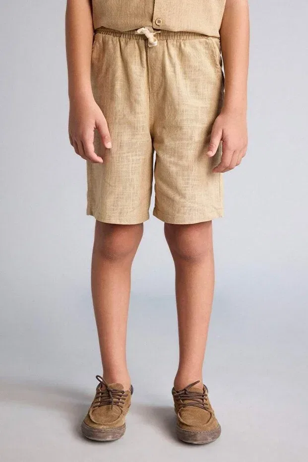 Детские шорты для мальчиков текстильные Defacto, Beige-Bg387 — фото 3