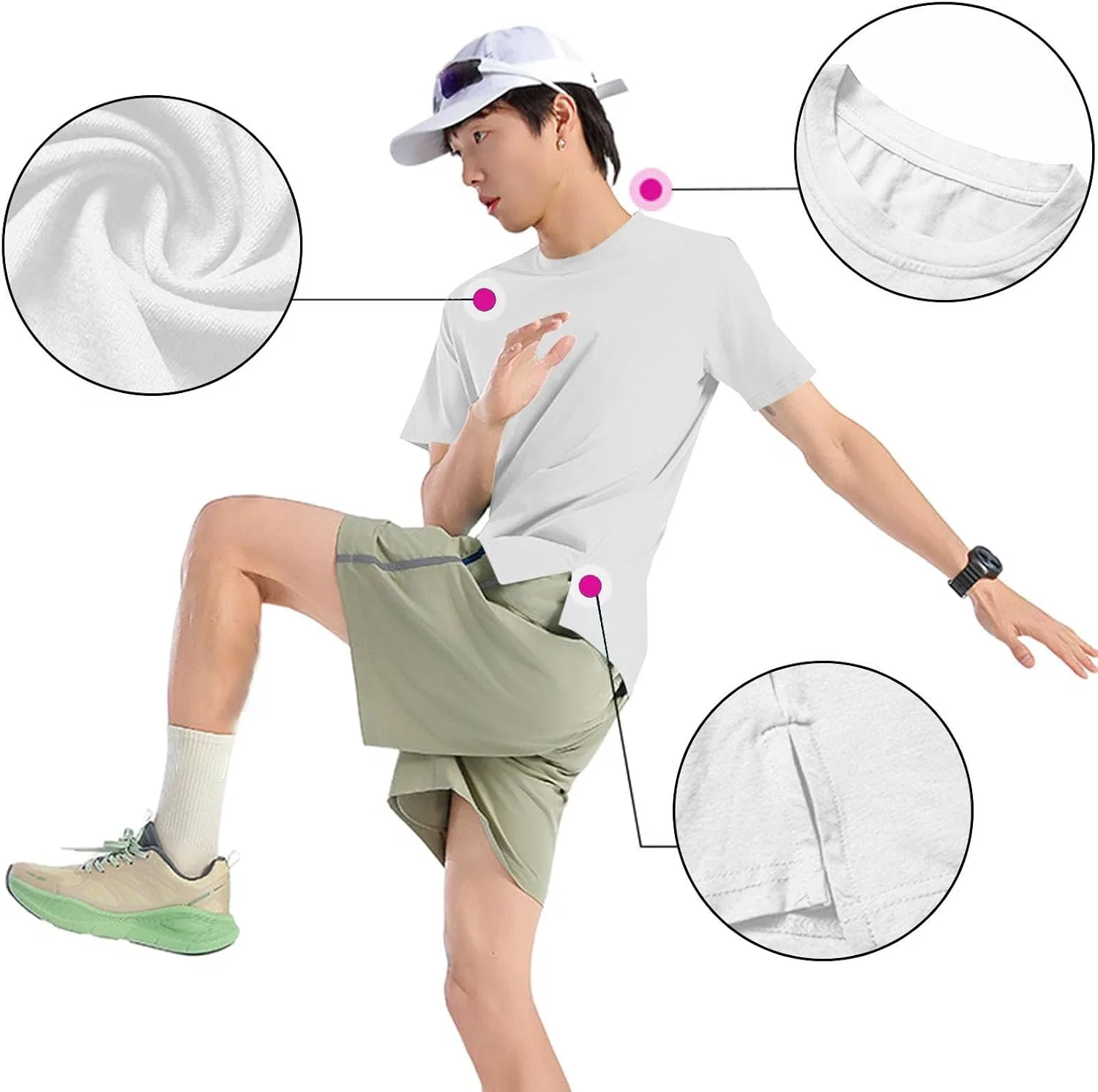 Мужская футболка с круглым вырезом хлопковая Casual Summer Basic Tee, White — фото 2