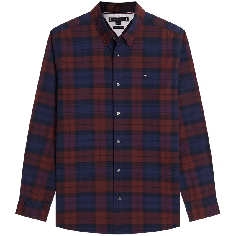 Мужская рубашка с принтом Blue Red Plaid XJS Tommy Hilfiger, Blue Red Plaid XJS