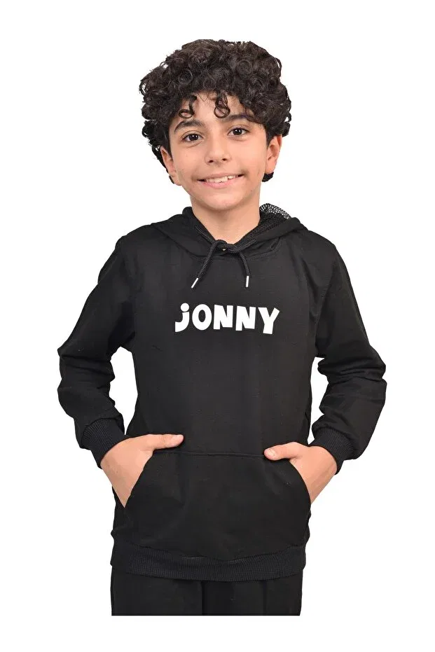 Детское худи с принтом Jonny Kids, Black