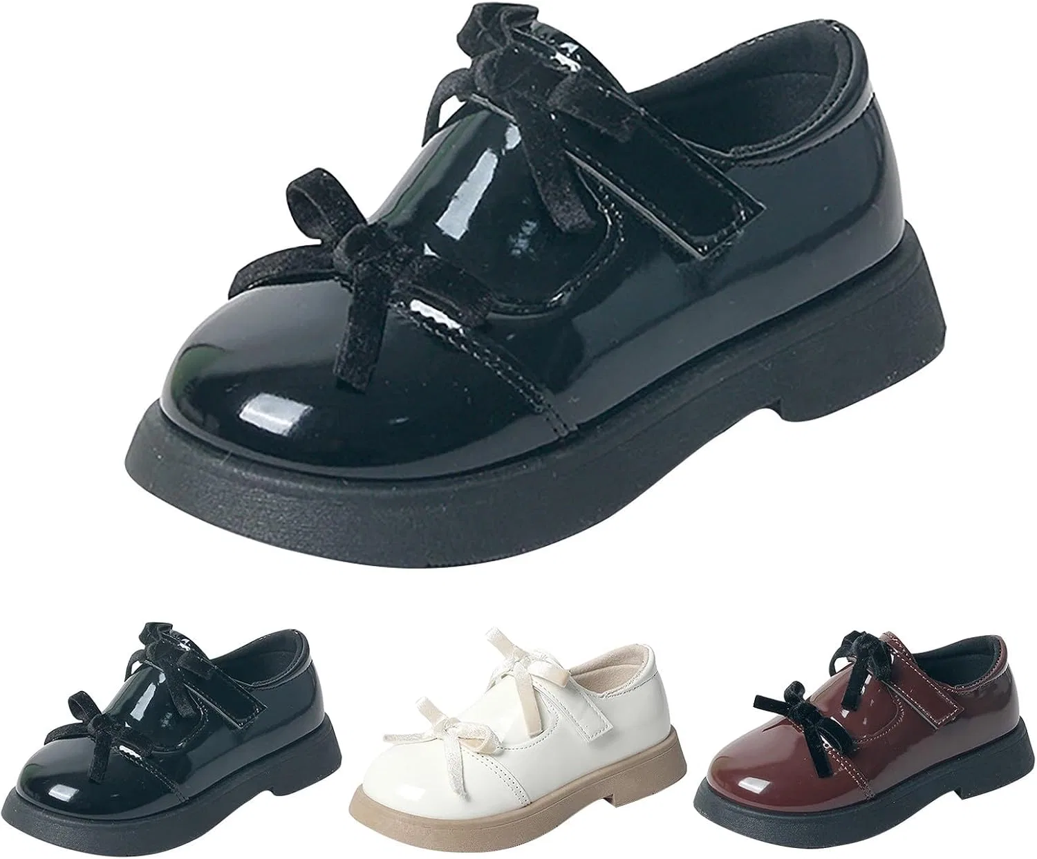 Детские туфли для девочек с бантом Mary Jane Ballerina Flats, Black — фото 4