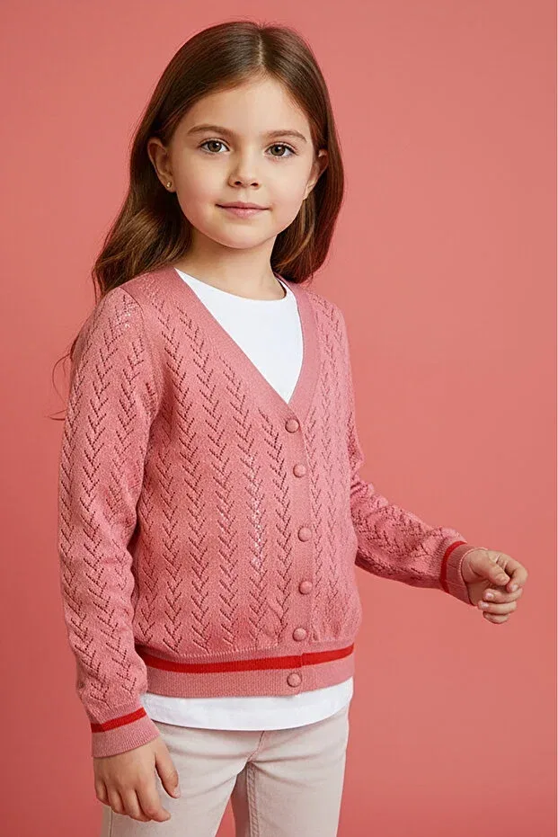 Детский кардиган с ажурным узором Digz Fashion, Pink