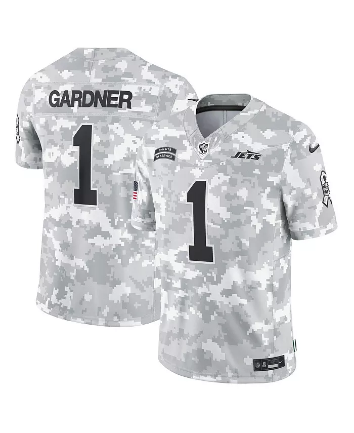 

Мужская лимитированная футболка New York Jets 2024 Salute to Service с арктическим камуфляжем Sauce Gardner Nike
