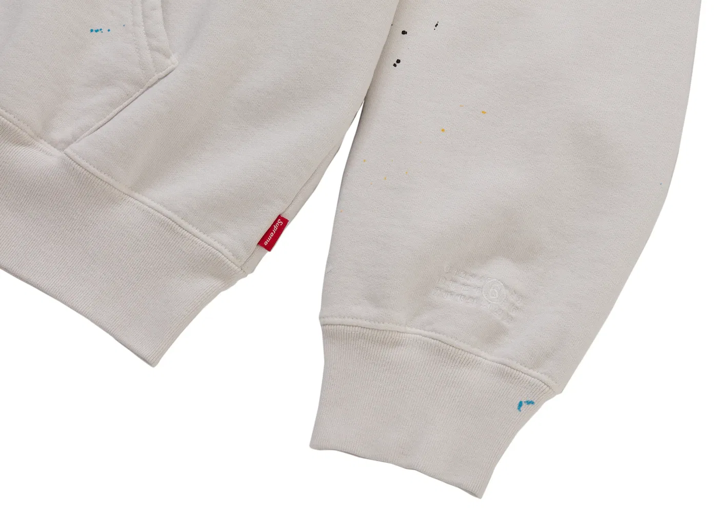 Мужская худи на молнии с принтом Supreme MM6 Maison Margiela Box Logo, White — фото 4