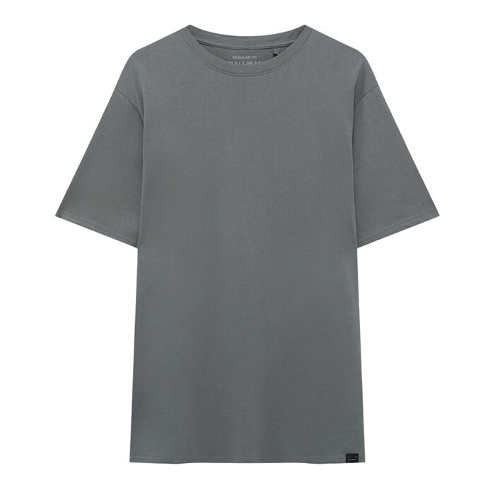 

Футболка Pull&Bear Basic Short Sleeve, серый