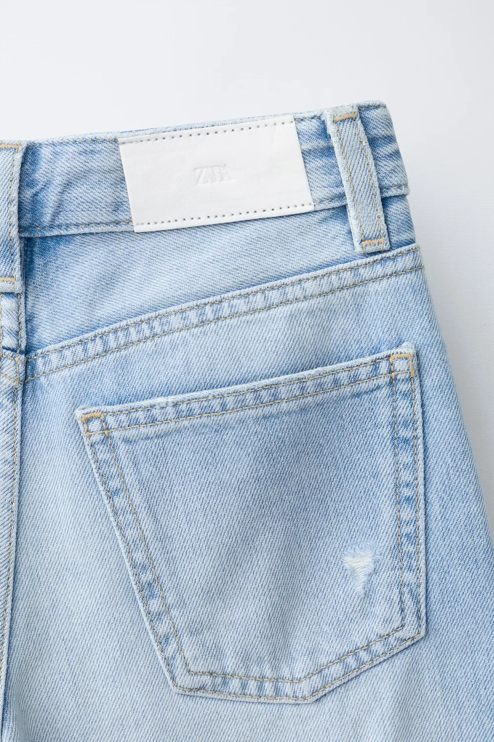 Длинные бермудские шорты с рваными элементами ZARA, Light Blue — фото 4