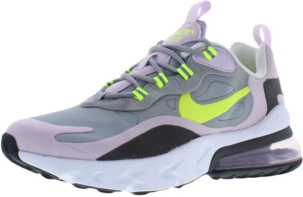 Детские кроссовки для мальчиков Air Max 270 React Nike, Particle Grey Lemon Venom Iced Lilac Off Black