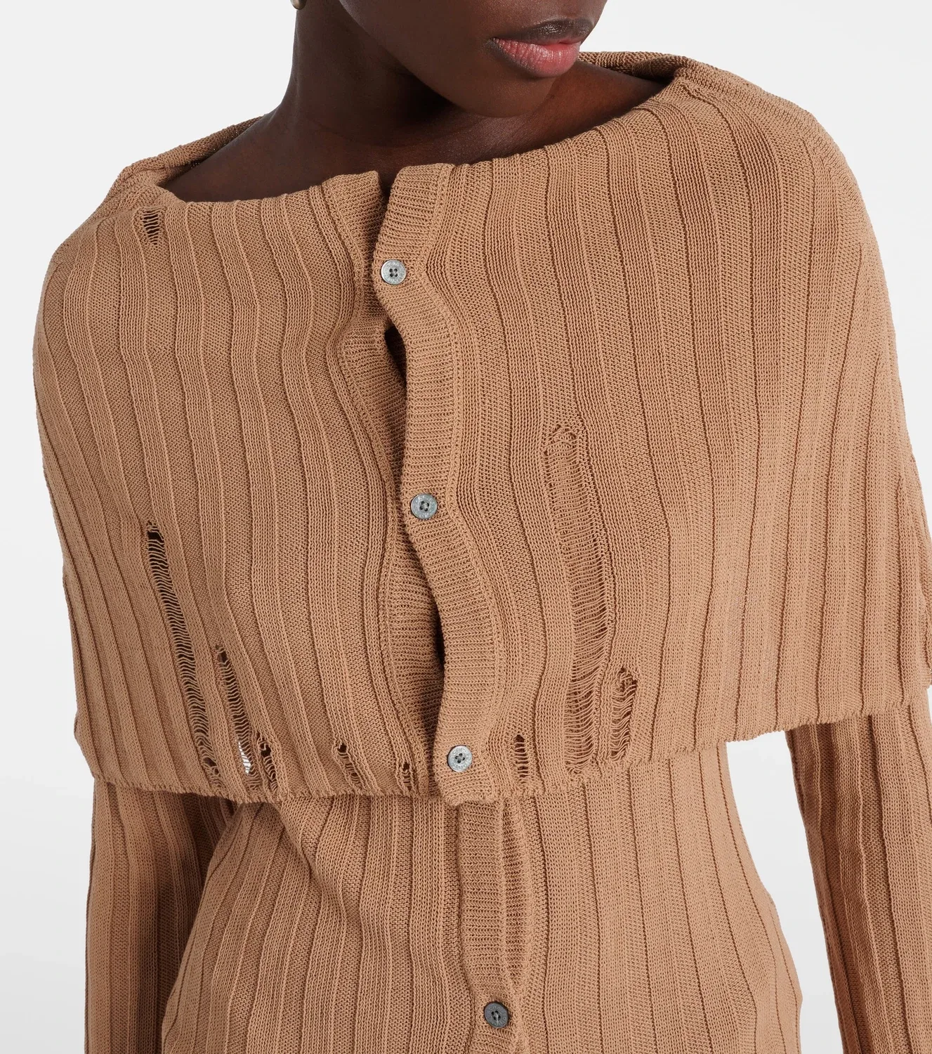 Кардиган из хлопковой смеси Acne Studios, бежевый — фото 4