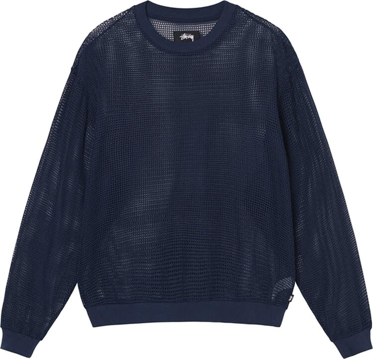 

Лонгслив Stussy Cotton Mesh Long-Sleeve Crew 'Navy', синий