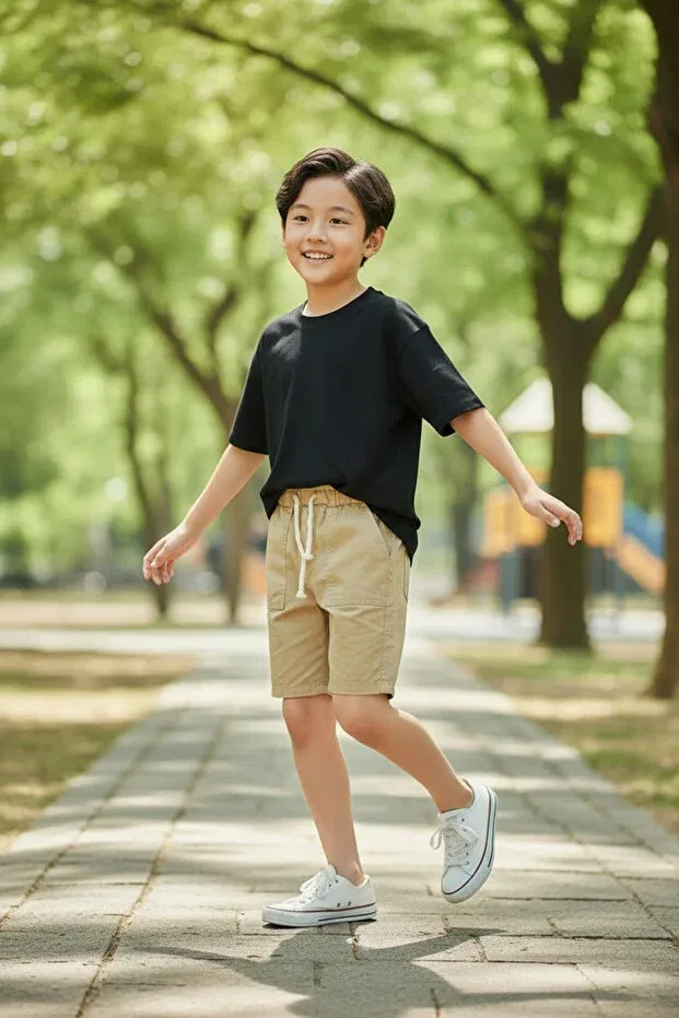 Детские шорты для мальчиков льняные Basics Poozkids, Beige — фото 3