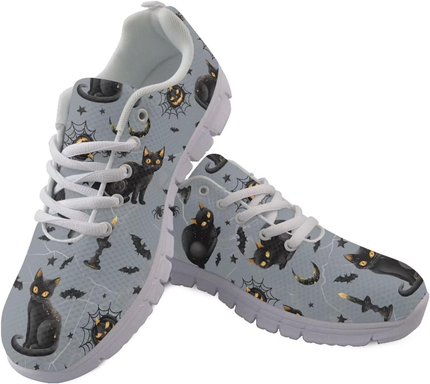 

Мужские беговые кроссовки GIFTPUZZ Halloween с сетчатой тканью, легкие и дышащие, размеры 38-48, Cats Moons Candles