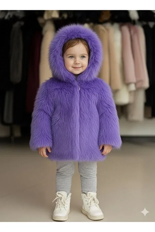 Детское пальто для девочек с искусственным мехом Kürkzone, Purple