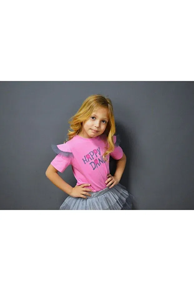 Детские леггинсы для девочек хлопковые Happy Dance T-shirt Geef Kıds, Pink