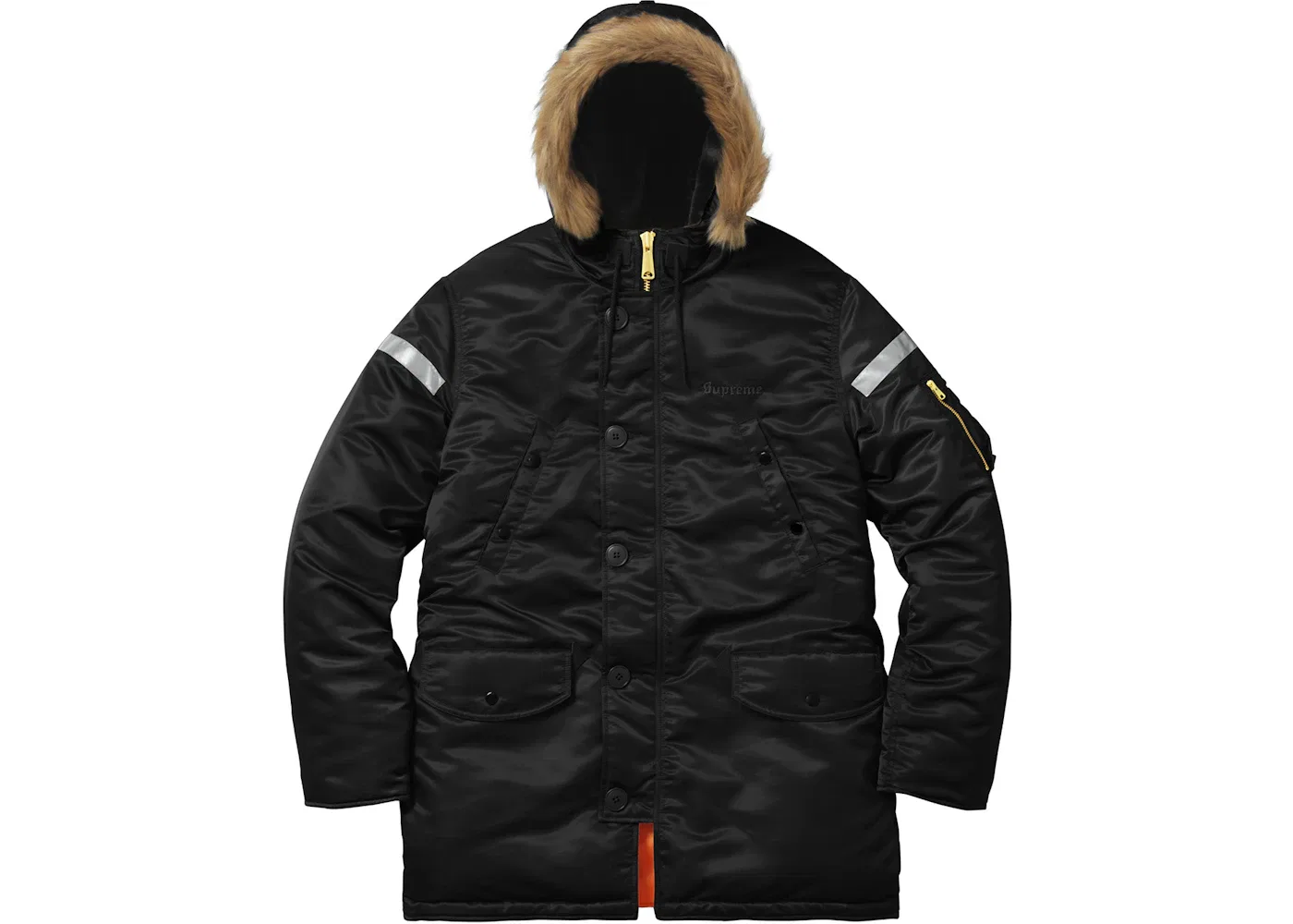 Мужское пальто с отражающим крестом Parka Supreme, Black