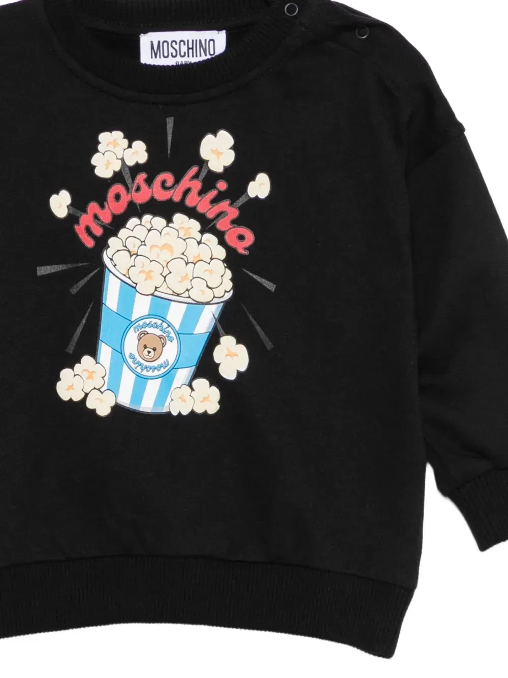 Свитшот с принтом попкорна и кнопками Moschino Kids, черный — фото 3