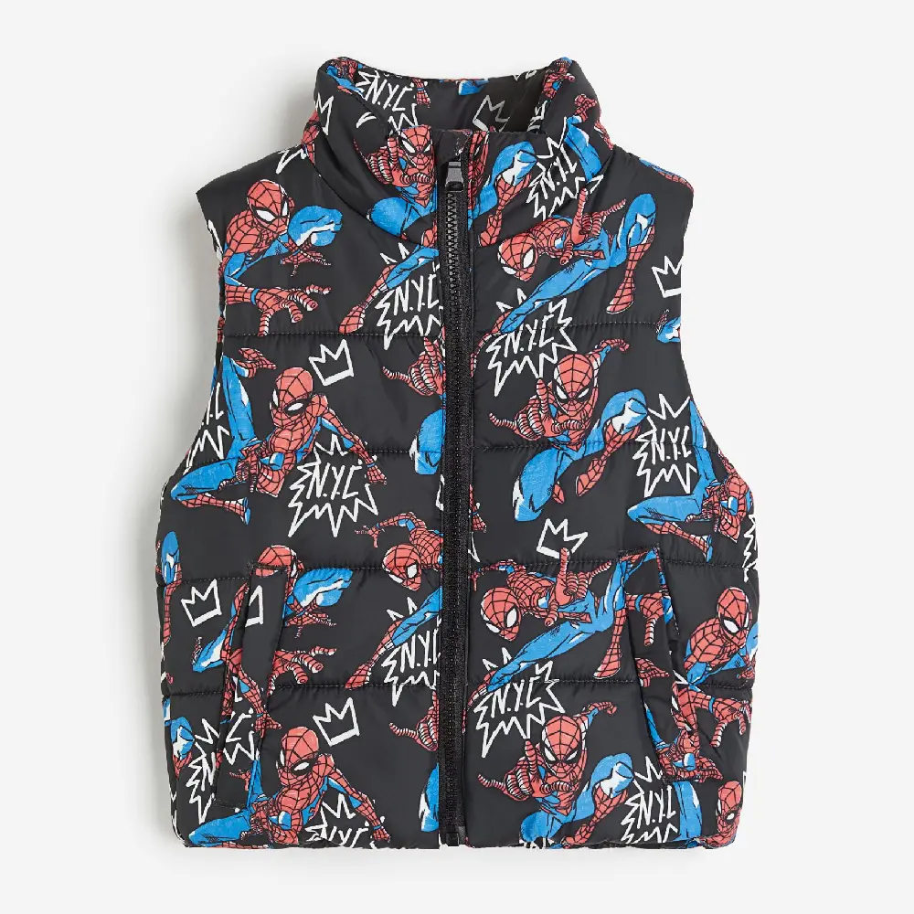 

Жилет утепленный H&M Kids Printed Puffer Spider-Man, черный