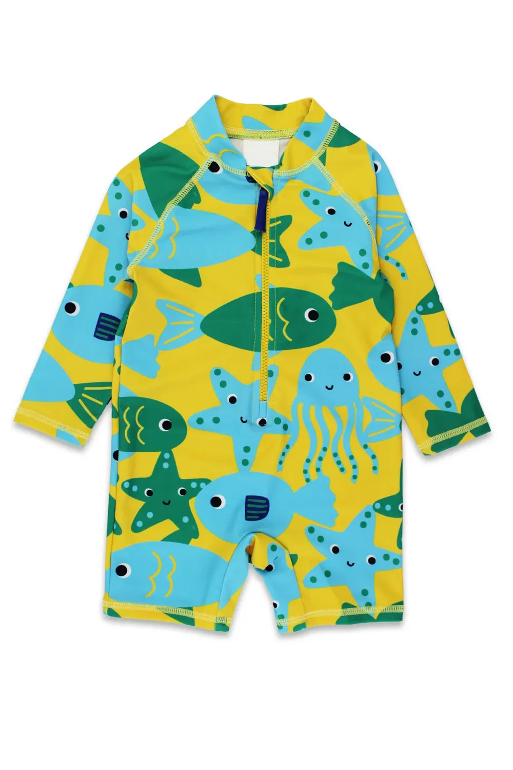 Детский лонгслив с принтом Under the Sea Toby Tiger, Yellow