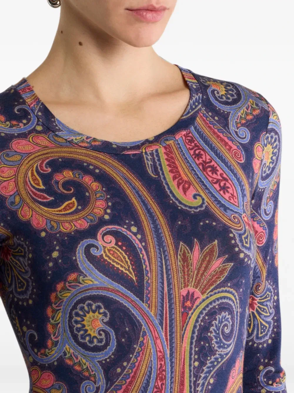 Свитер из джерси с узором пейсли Etro, синий — фото 4