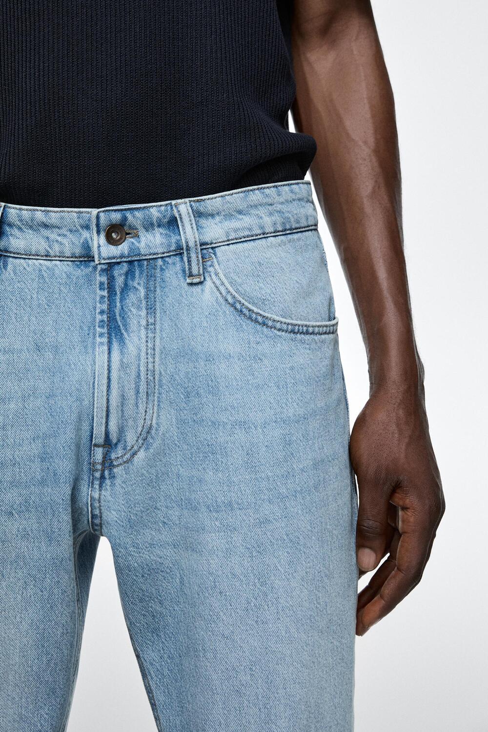 Джинсы  Massimo Dutti Tapered Fit, светло-голубые — фото 3