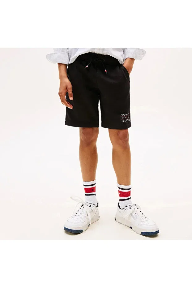Детские шорты для мальчиков с принтом Logo Tommy Hilfiger, Black — фото 3
