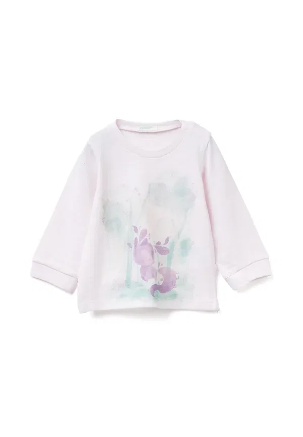 Топ с длинными рукавами и принтом United Colors Of Benetton, розовый