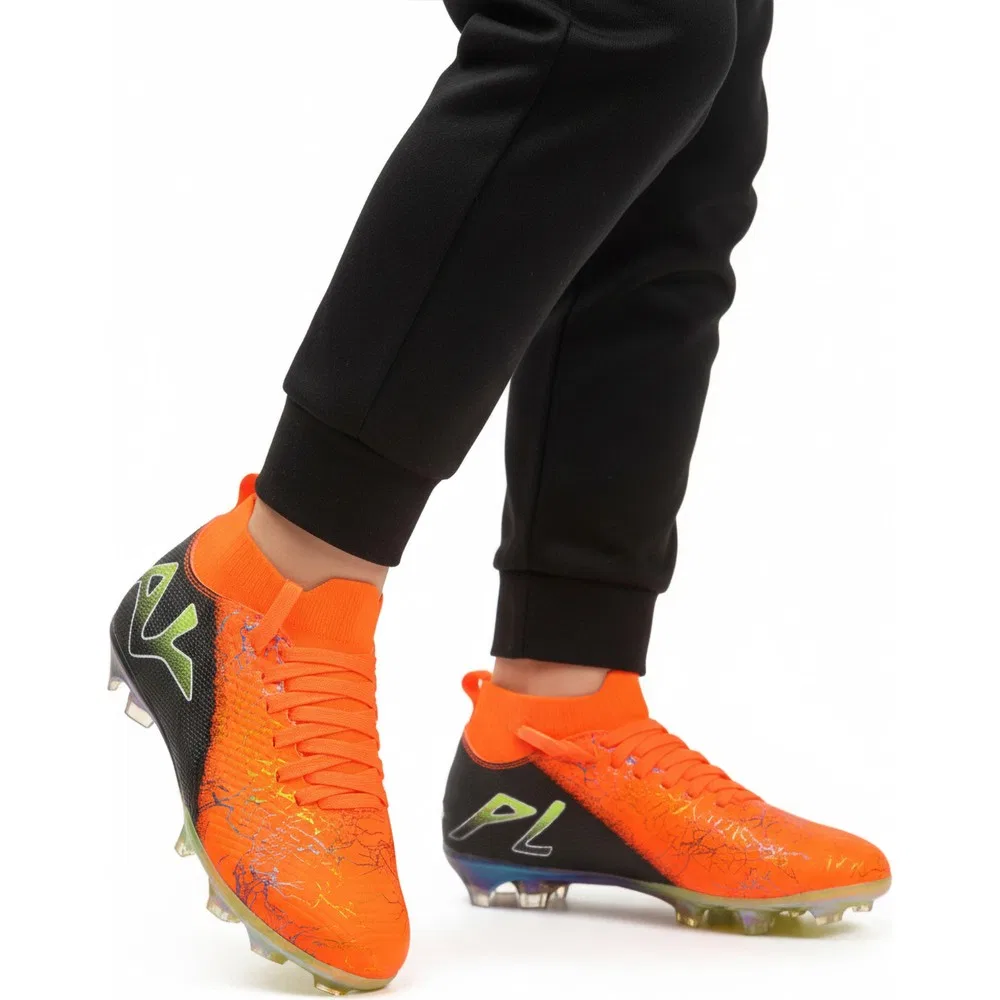 Детские футбольные бутсы с высоким голенищем, шнуровка, Orange Black, GK-252-153 G Playup