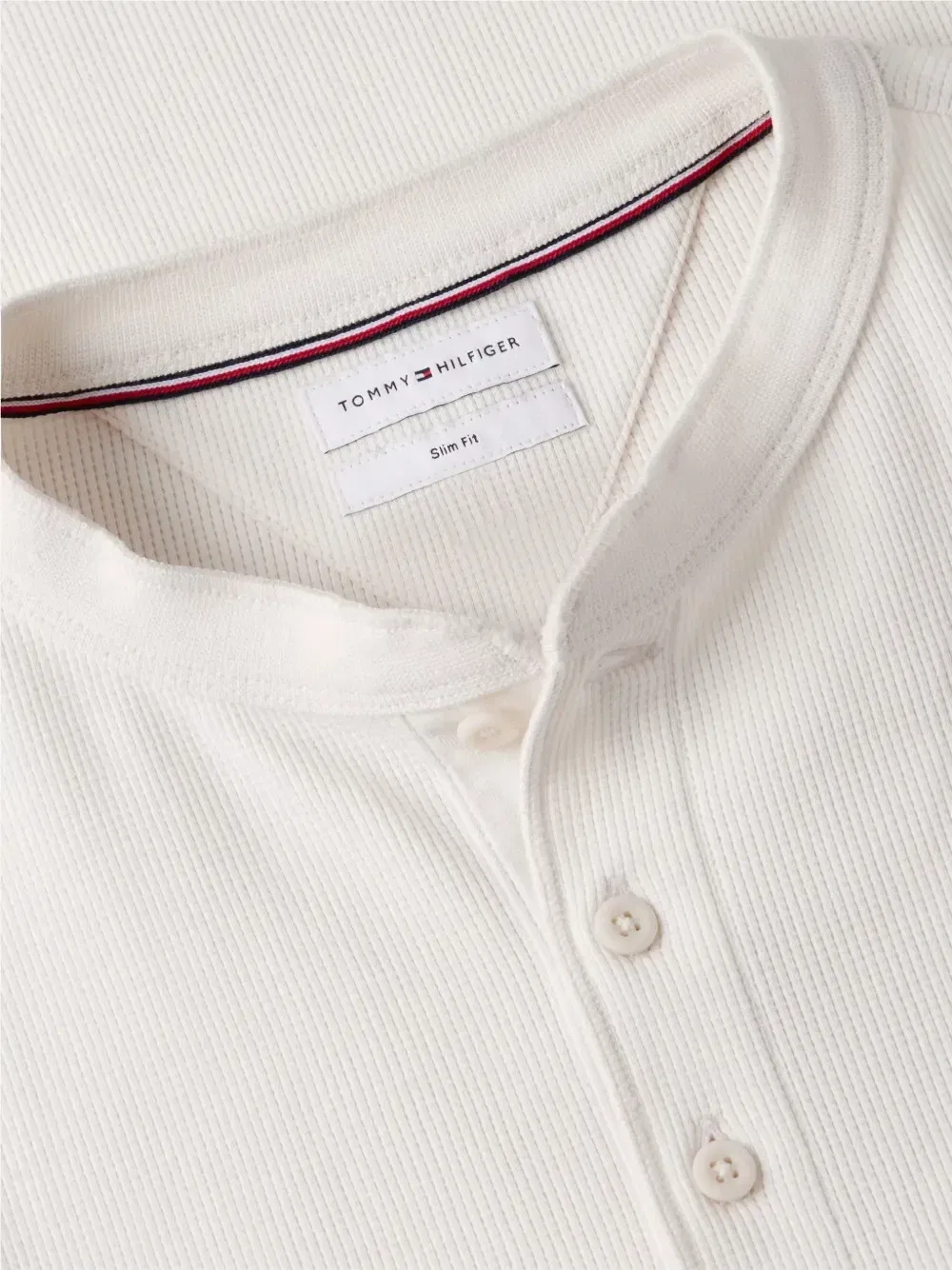 Свитер с вафельной вязкой Хенли Tommy Hilfiger, бежевый — фото 4