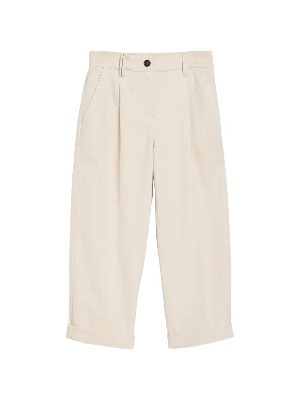 Брюки свободного кроя с декором Monili Brunello Cucinelli Kids, бежевый